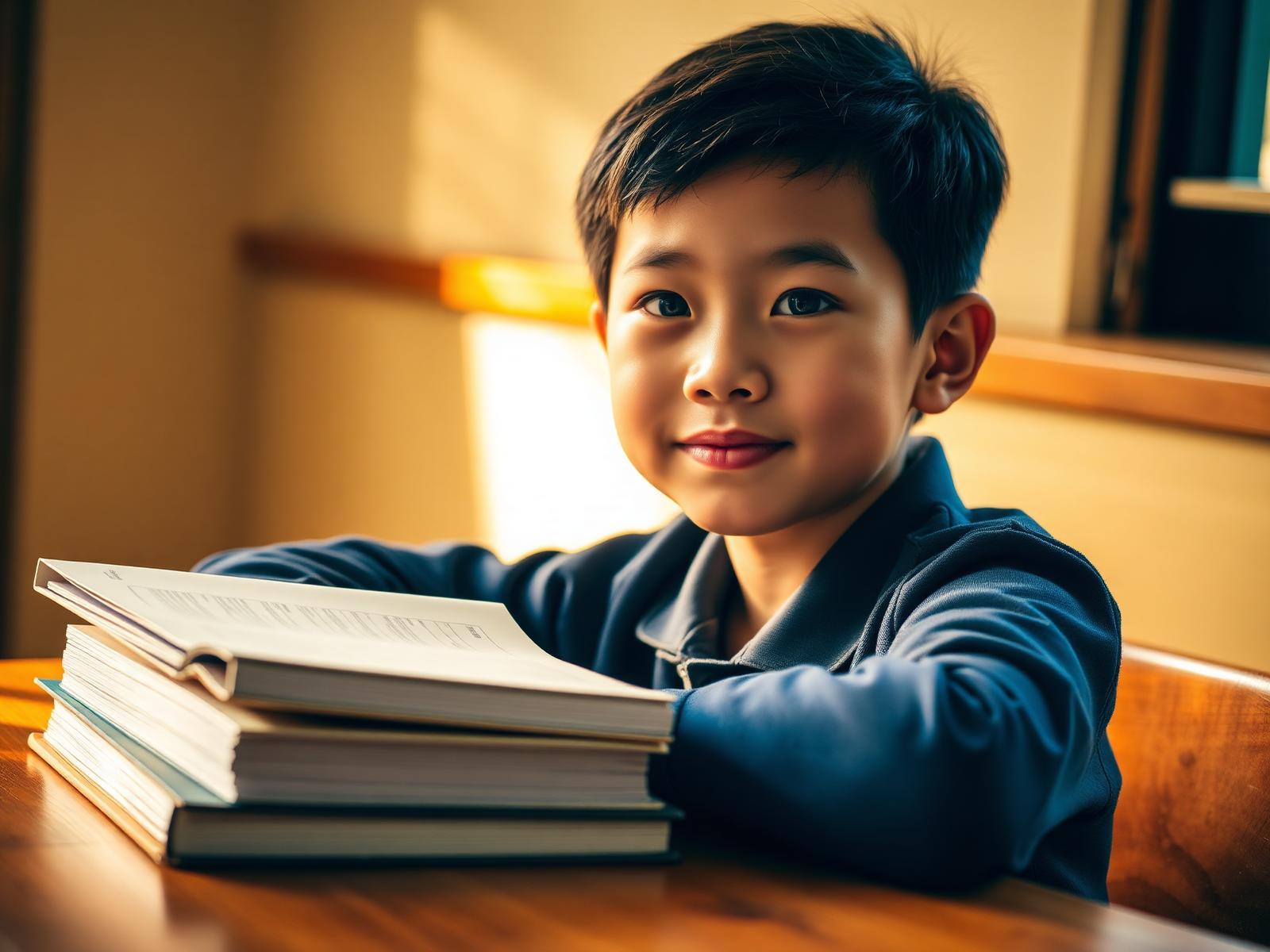 Primary school student studying for PSLE